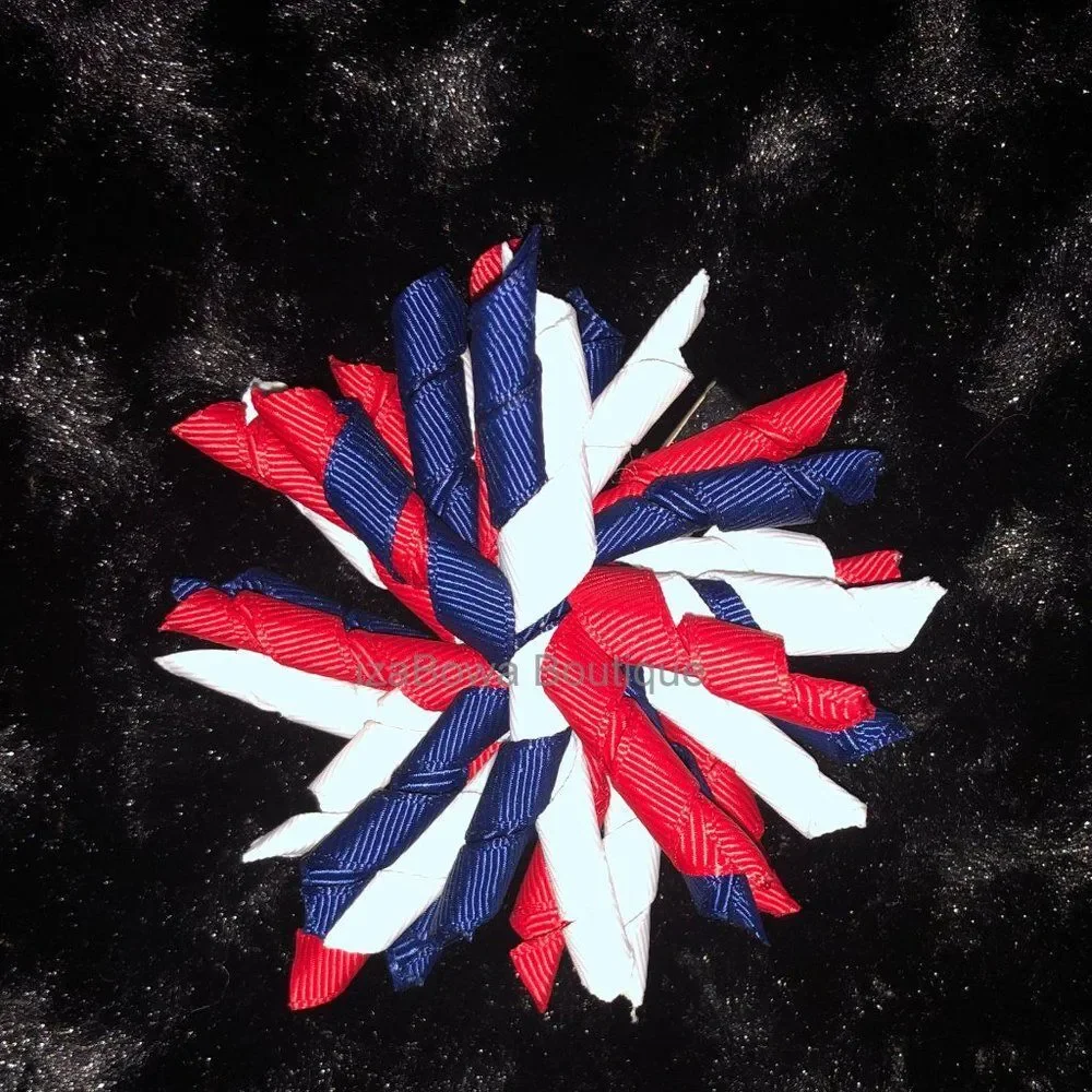 Red, White & Navy Blue Korker Bow  4B2027  Handmade NWT Boutique